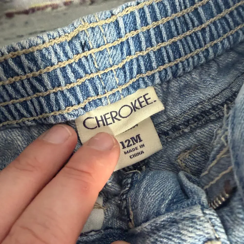 Baby Girl 12M Jeans Pants Lot 7 Pair Cherokee Cat & Jack Garanimals OshKosh